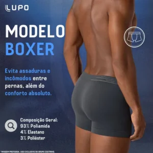 Kit 4 Cuecas Lupo Boxer Poliamida Box Sem Costura Original - Imagem 7