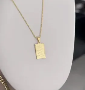 Cordão Fino Masculino 70cm + Pingente Plaquinha Banhado Ouro - Imagem 2