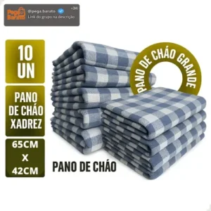 Kit 10 Pano De Chão Xadrez Grande Saco Duplo Algodão - Imagem 1