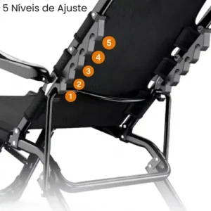 Cadeira Espreguiçadeira Reclinável Piscina Dobrável Preto Revomax - Imagem 5
