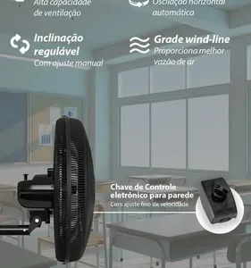 Ventilador De Parede Ventisol New Azul 3 Velocidades Estrutura Preto Diâmetro 50 Cm Material Das Pás Plástico 127 - Imagem 6