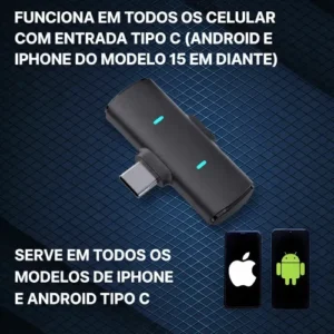Microfone Lapela Mymotors Preto Sem Fio Tipo C - Imagem 4