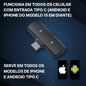 Microfone Lapela Mymotors Preto Sem Fio Tipo C - Imagem 4