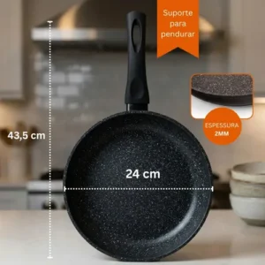 Frigideira De Indução Cerâmica Não Gruda Antiaderente Frita Sem Óleo Grande Fogão A Gás Indução Cooktop Elétrico Panela 24cm Preto Pítia - Imagem 5