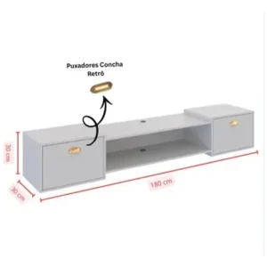 Painel Rack Suspenso Sala Tv At 75 Ripado Com Portas Premium - Imagem 8