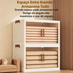 Armário Dobrável 5 Andares C/ Rodas Portas Transp.creme - Imagem 10