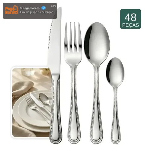 Faqueiro Jogo De Talheres 48 Peças De Aço Inox Buffet Talher