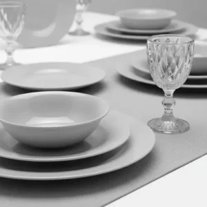 Aparelho De Jantar 16 Peças De Vidro Cinza Com Taça Diamond Conjunto Mesa Posta Completo Jogo De Pratos E Taças Sayonara - Imagem 8
