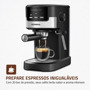 Cafeteira Espresso Dolce Crema 20 Bar Mondial Preto/Inox 1200W C-21-E-CNP - Imagem 4
