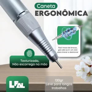 Lixadeira De Unha Motor Elétrica Nail Drill Profissional Gel Portátil Porquinho Potente Lixa 45000 Rpm Salão Manicure Lixador Aparelho Com Pedal Caneta Polidora Design Cor Branco Lfal - Imagem 5