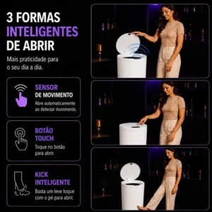 Lixeira Automática Sensor Recarregável Escritório usb 16 L - Imagem 4