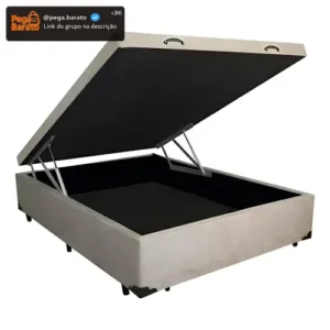 Cama Box Baú Premium Casal 138 Bello Box - Suede Cor Bege - Imagem 1