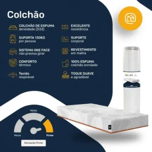 Colchão Solteiro Ortopédico Espuma D33 A Vácuo - Lucas Home Branco - Imagem 6