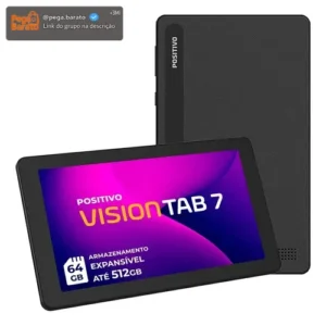 Tablet Positivo Vision TAB 7 - Processador Octa-Core 3GB RAM 64GB Armazenamento Tela 7” IPS Bateria 3100mAh, Android 14 Go, Wi-fi - Preto - Imagem 1