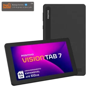 Tablet Positivo Vision TAB 7 - Processador Octa-Core 3GB RAM 64GB Armazenamento Tela 7” IPS Bateria 3100mAh, Android 14 Go, Wi-fi - Preto - Imagem 1