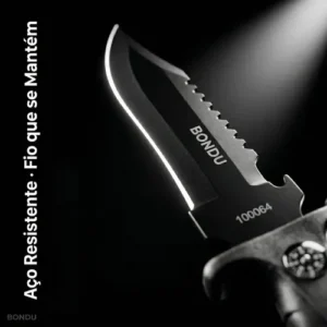 Faca Tática Pescador Lâmina Afiada Aço Inox Corta Limpa Peixe Churrasco Com Bainha + Quebra Vidro - Bondu - Imagem 4