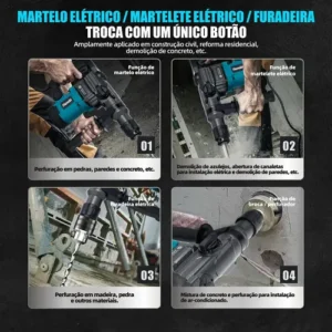Martelete Rompedor Elétrico 1600w 220v 4,5j Profissional - Imagem 5