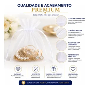 Kit 100 Saco Organza Tule 10x15 Saquinho Branco Lembrancinha - Imagem 8