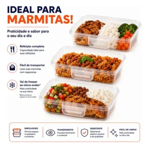 Kit 12 Potes Marmita Com Trava Lateral Freezer Microondas - Imagem 3