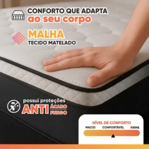 Colchão Casal Molas Ensacadas Euro Pillow Maximus 138 x 188 x 24 cm Gazin cinza e branco suporta até 120kg por pessoa - Imagem 6