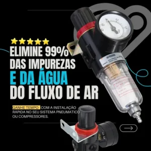 Filtro Regulador Ar Compressor 1/4 Com Manometro E Suporte - Imagem 3