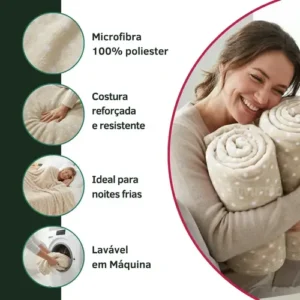 Cobertor Casal Poá 2,00x1,80 Manta Luxo Toque Extra Macio Efeito Aveludado Sofá Cama Decoração Premium Cor Bege - Imagem 6