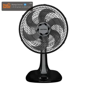 Ventilador Oscilante De Mesa Ventisol Turbo Premium 52w 30cm 6 pás Preto - Imagem 1