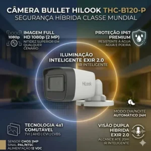 Câmera Bullet 1080p 25m 2.8mm Thc-b120-pic Hilook Hikvision Branco - Imagem 3