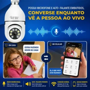 Câmera de Segurança IP Wi-Fi Lâmpada E27 HW 360° Full HD com Visão Noturna e Áudio - HW - Imagem 4