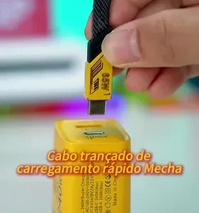 Cabo Tipo C 65W 6A Turbo Nylon Trançado 1,5m + Carregador GaN USB-C+USB-A Universal ZHIKE Carga Rápida - Imagem 2