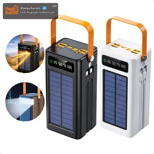 Carregador Portátil Power Bank Solar Turbo 50.000mah Rápido