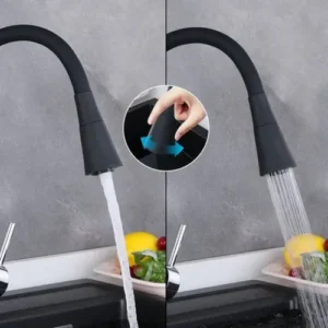 Torneira Gourmet Parede Cozinha Preta Flexível 2 Jatos Chuveirinho Cone 1/4 Volta Luxo Premium Silicone Cone Mais Vendida Preto Fosco - Imagem 4