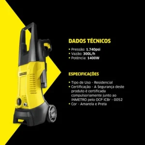Lavadora De Alta Pressão Kärcher K2 Plus Car 1740psi 1400w Canhão de Espuma Kärcher Lança de Jato Turbo Rotativo 127v - Imagem 13