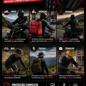 Kit Moto Luva Touch Balaclava Manguito Proteção Uv50+ - Imagem 6