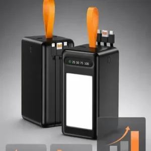 Power Bank 50000mah Preto Turbo 22,5w Carregamento Rápido Usb Tipo C Lightniing Alta Capacidade Portátil Compatível Com Celular Smartphone Tablet iPad Segurança Inteligente - Imagem 4