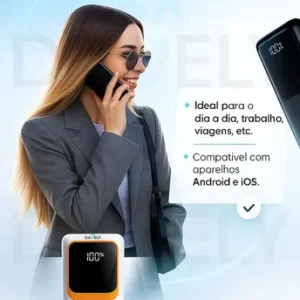 Power Bank 20.000mAh 22.5W Carga Rápida Com Display Digital Carregador Portátil Carga Rápida Premium Compatível Com Todos Os Celulares Iphone Android IOS apple xiaomi LG Samsung Motorola -Marca Davely - Imagem 7