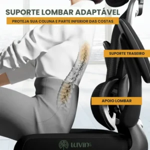 Cadeira Escritório Ergonômica Genebra B500 Luvinco Cor Preto Com Suporte Lombar Estofado Mesh - Imagem 4