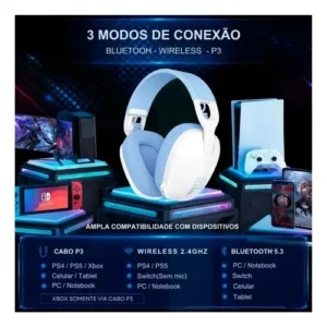 Headset Gamer Onikuma B2 Fone Tipo G435 Bt-5.3 Ps5 Ps4 Pc Cor Branco - Imagem 4
