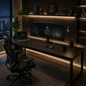 Mesa Para Setup Gamer 150cm Industrial Escritório Pés Aço - Imagem 5