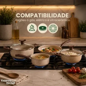 Jogo De Panelas Antiaderente 10 Peças Teflon bianco Cor Bianco - Imagem 7