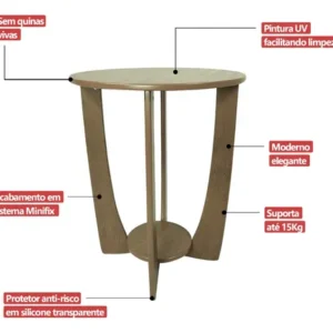 Mesa De Canto Sala Canadá Castanho Com Base Clássica Curva - Imagem 7