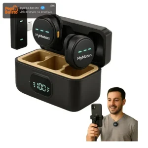 Microfone Lapela Mymotors Preto Sem Fio Tipo C - Imagem 1