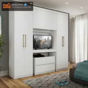 Guarda Roupa Casal 6 Portas 2 Gavetas Porto Branco Móveis Carraro - Imagem 1