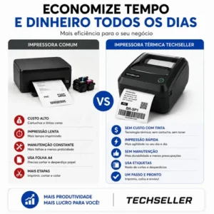 Impressora Térmica Etiquetas Ecommerce 108mm USB Bivolt 110v e 220v Monocromática Com Destacador + 15 Etiquetas de Brinde Techseller - Imagem 12