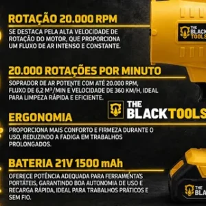 Soprador Portátil 2000w Ergonômico Com Bateria 21v 1500mah - Imagem 5