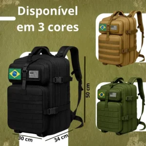 Mochila Tática Impermeável Militar Reforçada Grande 50 Litros Masculina Feminina Anne Preto - Imagem 5