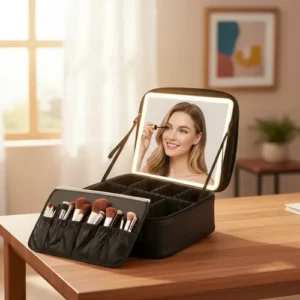 Maleta Maquiagem Profissional Com Espelho Led Divisórias - Imagem 5