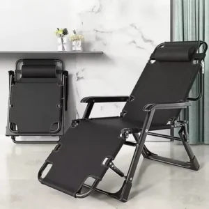 Cadeira Espreguiçadeira Reclinável Piscina Dobrável Preto Revomax - Imagem 3