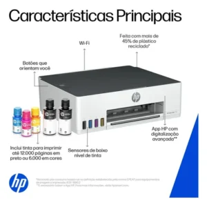 Impressora HP Smart Tank 210 com Tanque de Tinta Colorida - Com Wi-Fi - USB 2.0 de alta velocidade. Funções da impressora: Imprimir. Cor: Branco (3D4L5A) - Imagem 7