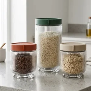 Kit 3 Potes Vidro Herméticos Gire Trava Organizador Cozinha - Imagem 7